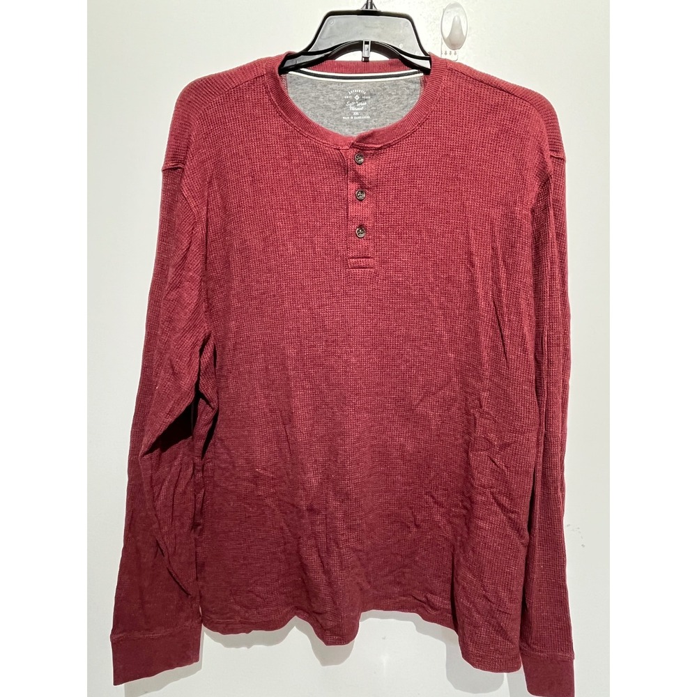 Magellan Outdoors Mens XXL Port Heather Soft Wash Thermal Waffle Henley Shirt